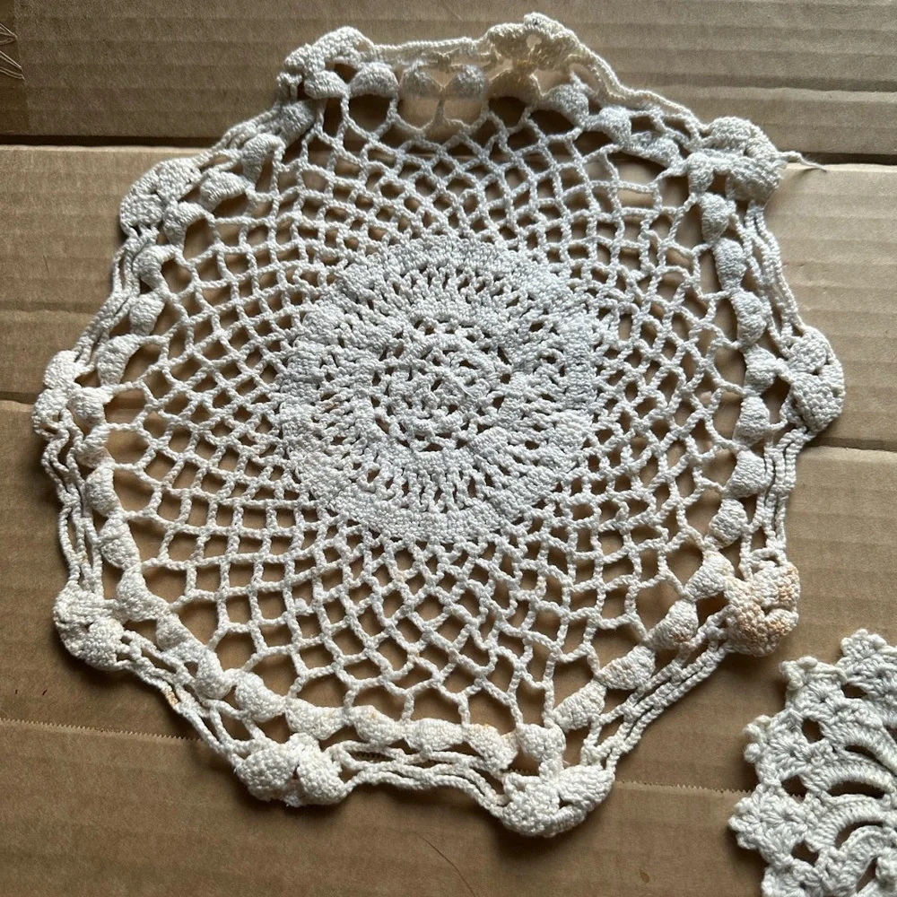 Vintage Doilies 4 piece lot - light stains